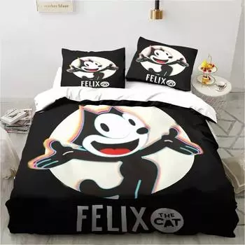 Комплект постельного белья с милым мультяшным котом F-Felix, пододеяльник, комплект постельного белья, пододеяльник, наволочка, одеяло размера king-size для мальчиков и взрослых 70x133cm 2pcs