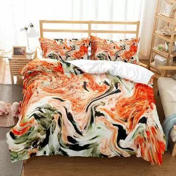 Комплект постельного белья с мраморным узором King Queen Double Size, полиэстеровое одеяло с наволочкой для детей, подростков, взрослых, комплект постельного белья EU single(135x200cm)