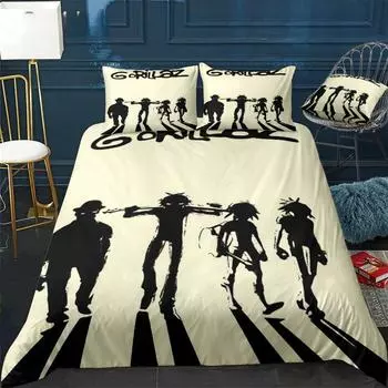Комплект постельного белья с музыкальной группой Gorillaz, пододеяльники в стиле аниме, двуспальная кровать, постельное белье с двумя кроватями, пододеяльник с рисунком, детский комплект постельного белья для дома EU Twin 135x200cm