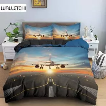 Комплект постельного белья с принтом 3D-самолета для детей и взрослых, 2/3 шт., пододеяльник с наволочкой, одеяло, постельное белье, пододеяльник, роскошный комплект постельного белья EU single(135x200cm)