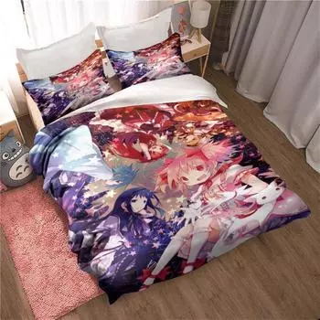 Комплект постельного белья с рисунком «Puella Magi Madoka Magica» Комплект постельного белья «King Twin» Комплект постельного белья для детей «Microfiber Polyester» Комплект постельного белья «Duvet Cover Set» EU Twin 135x200cm