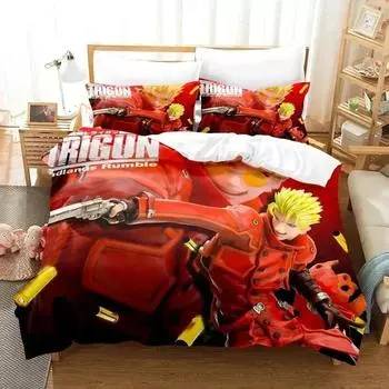 Комплект постельного белья с рисунком аниме TRIGUN STAMPEDE, пододеяльник, постельный комплект, пододеяльник, наволочка, одеяло размера king-size, постельное белье для мальчиков и взрослых 70x133cm 2pcs