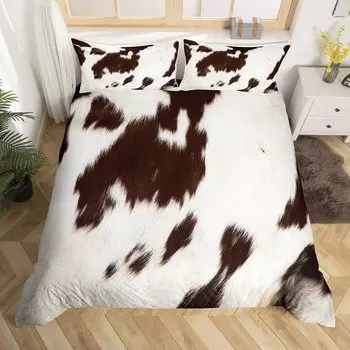 Комплект постельного белья с рисунком из меха животных, тигра, льва, коровы, леопарда, полиэстеровое одеяло с наволочкой, комплект постельного белья размера «king-size» 70x133cm 2pcs