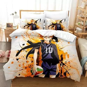 Комплект постельного белья с рисунком из мультфильма «Аниме Haikyuu» с 3D-печатью, волейбол, для мальчиков, пододеяльник, односпальный, двуспальный, роскошное постельное белье для детей, подростков, подарок Eu Single 135x200cm