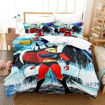 Комплект постельного белья с рисунком Goldorak Grendizer, пододеяльник, постельный комплект, пододеяльник, наволочка, одеяло размера king-size для мальчиков и взрослых EU Single 135x200cm