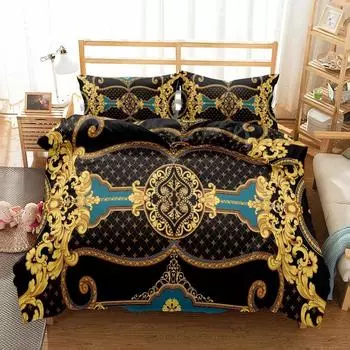 Комплект постельного белья Seamless Chains Baroque Pattern Bohemian Small Single Twin Double Queen King Cal King Size Комплект постельного белья EU Single 135x200cm