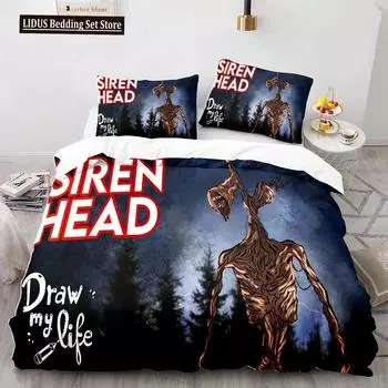 Комплект постельного белья Siren Head Single Twin Full Queen King Size Комплект постельного белья Siren Head Aldult для мальчиков, пододеяльники, наборы с 3D-принтом 200x200 US King 264x228cm
