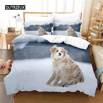 Комплект постельного белья Snow Dog, комплект пододеяльников, постельное белье с 3D-печатью, комплект постельного белья размера Queen, модный дизайн EU single(135x200cm)