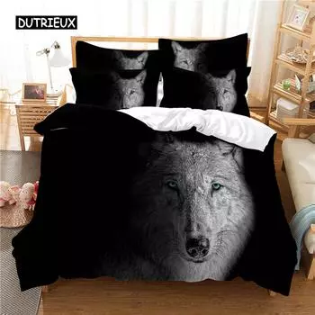 Комплект постельного белья Snow Wolf, пододеяльник, комплект постельного белья с 3D-печатью, комплект постельного белья размера Queen, модный дизайн 150x200cm 3pcs