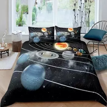 Комплект постельного белья «Солнечная система» Twin King Microfiber Outside Space Galaxy Комплект постельного белья «Вселенная Планета Астрономия» King Size Покрывало для пододеяльника EU single(135x200cm)