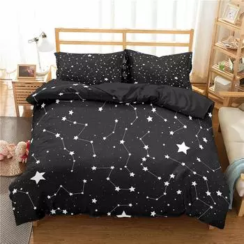 Комплект постельного белья Star Single Double Twin Queen из 2/3 предметов Night Sky из полиэстера, детский пододеяльник, комплект постельного белья Dark Blue Galaxy 70x133cm 2pcs