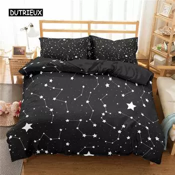 Комплект постельного белья Star Single Double Twin Queen из 2/3 предметов Night Sky из полиэстера, детский пододеяльник, комплект постельного белья Dark Blue Galaxy 150x200cm 3pcs