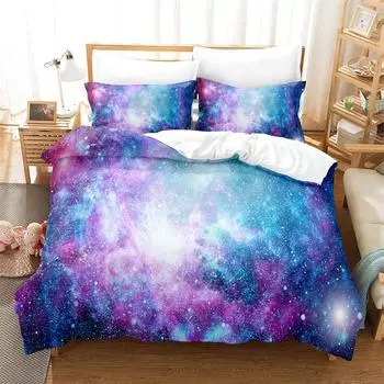 Комплект постельного белья Starry Sky, пододеяльник Starry Sky, постельное белье с цифровой печатью 3D, комплект постельного белья размера Queen, модный дизайн EU single(135x200cm)