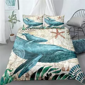 Комплект постельного белья Sunset Gaming Dolphins 3D Single Twin Double Queen King Cal King Size Комплект постельного белья 70x133cm 2pcs