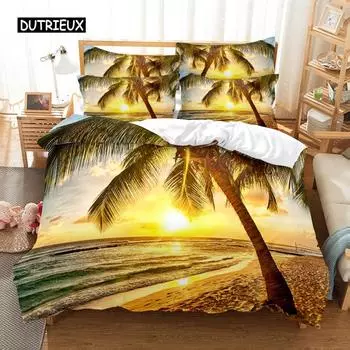 Комплект постельного белья Sunshin Coconut Tree, комплект пододеяльников, постельное белье с 3D-печатью, комплект постельного белья размера Queen, модный дизайн EU single(135x200cm)