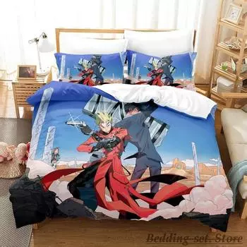 Комплект постельного белья TRIGUN STAMPEDE Single Twin Full Queen King Size Bed Set Aldult Kid Bedroom Duvetcover Sets Anime parure de lit 70x133cm 2pcs