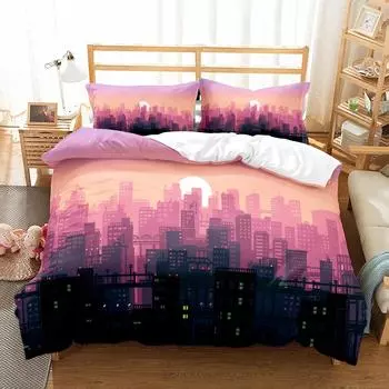 Комплект постельного белья Virtual Cyber City King Queen Double Full Twin Single Size Boys EU single(135x200cm)