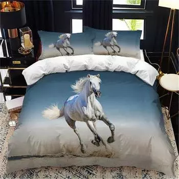 Комплект постельного белья White Horse для мальчиков и девочек, двуспальный, пододеяльник, наволочка, детская, взрослая, мода, домашний текстиль EU Single 135x200cm