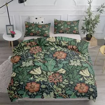 Комплект постельного белья William Morris Neoclassical Floral And Birds Single EU Double King US Twin Full Queen Size Комплект постельного белья 70x133cm 2pcs