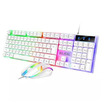 Комплект проводной клавиатуры и мыши T350 для игр и офиса с подсветкой клавиш K35 single keyboard белый