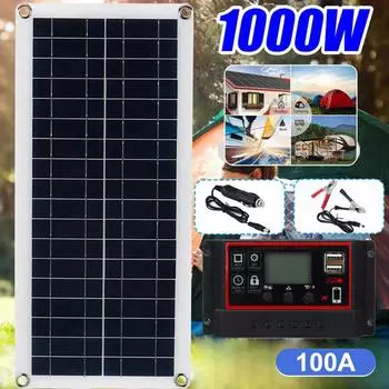 Комплект солнечных панелей, модульная ячейка DC12-18V 100A, контроллер, солнечная панель для автофургона, лодки, автомобиля, домашнего зарядного устройства, наружного аккумулятора, кемпинга