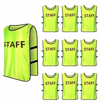 Комплект STAFF для передней и задней формы для концертов турниров [Felimoa] нагрудники, 10, для взрослых, стираемые, печать, персонал, управление, мероприятия, (светло-зеленый) светло-зеленый