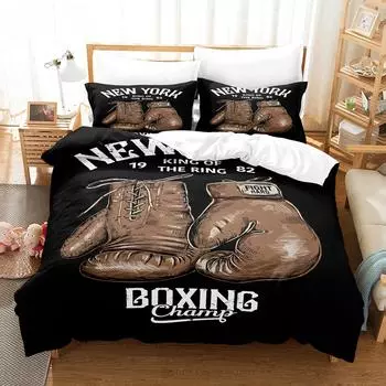 Комплекты постельного белья 3D Boxing, пододеяльник с наволочкой, двуспальная кровать размера Queen King, постельное белье 218x177cm 86x70in