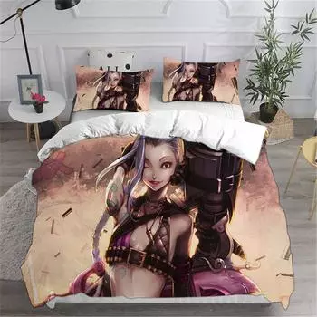 Комплекты постельного белья LOL Jinx Arcane Австралия/Европа/США Полный размер Queen King пододеяльник наволочка 2-3 шт. комплекты EU single(135x200cm)