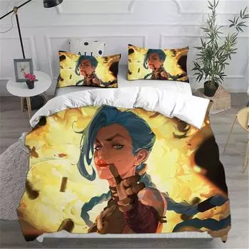 Комплекты постельного белья LOL Jinx Arcane Australia EuropeUSA Full Queen King Size Одеяло Пододеяльник Наволочка Наборы 70x133cm 2pcs