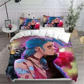 Комплекты постельного белья LOL Jinx Arcane Australia EuropeUSA Full Queen King Size Одеяло Пододеяльник Наволочка Наборы 70x133cm 2pcs