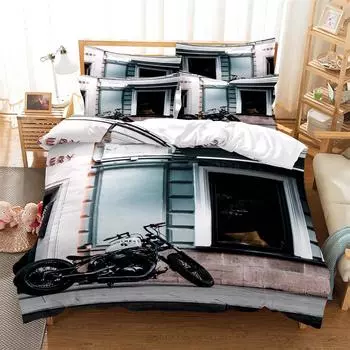 Комплекты постельного белья Moto 3D Digital Home Bedwear Super King Cover Pillowcase Comforter Textiles Bedding Set bed cover set EU single(135x200cm)
