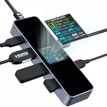 Концентратор DOCKCASE для MacBook с HD HDMI 5 Гбит/с, быстрая передача данных PD100W, совместимость с дисплеем 6-в-1, порт 4K@60 Гц, высокоскоростная передача данных, зарядка, MacBook, iPad,