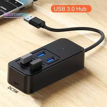 Концентратор USB3.0 4-в-1 Plug And Play, высокоскоростная передача данных 5 Гбит/с - адаптер с несколькими разветвителями, 4-портовый USB-расширитель для флэш-накопителя жесткого диска ноутбука