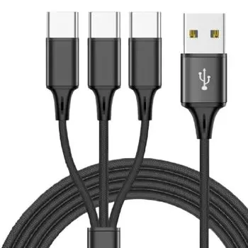[Конец периода Эдо] USB-кабель типа C, кабель для зарядки 3 в 1, 3 шт., водонепроницаемый трезубец Ippon Sanyaku с несколькими отверстиями, 1,2 м, совместим с iPhone15