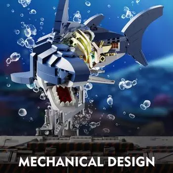 Конструктор Ideas Shark Sea Creatures, игрушки из строительных блоков морских животных с подставкой и подсветкой, игрушки STEM для взрослых, пересекающих океан любителей 687pcs