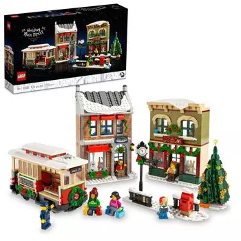 Конструктор LEGO Holiday Main Street 10308 для взрослых и семей. Конструктор «Рождественская деревня». Праздничный демонстрационный набор с трамваем и 6 минифигурками.