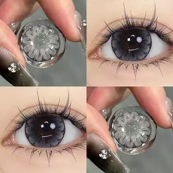Контактные линзы MillCreek Big Eyes 14,5 мм, контактные линзы для близорукости, цветные линзы, кукольные очки, годовое использование, градуированные контактные линзы 0,00~-8,00 0.00 серый