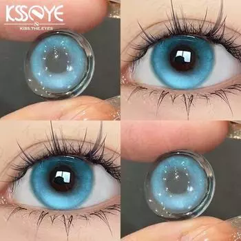 Контактные линзы KSSEYE Blue с классом 14,2 мм Cat Ice Blue годовое использование 0 ~ -8,00 Высококачественные мягкие линзы для косплея 0 синий
