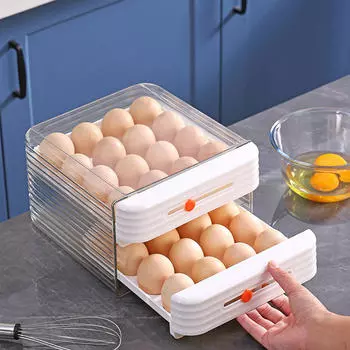 Контейнер для хранения яиц Fresh Box Штабелируемый держатель Ящик 2 слоя для холодильника