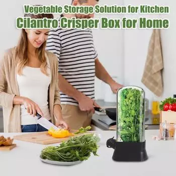 Контейнер для хранения трав Herb Keeper Pods для холодильника Herb Saver Pods Контейнеры для овощей Травы Бутылка для хранения овощей без бисфенола А с резервуаром для воды Свежесть чёрный
