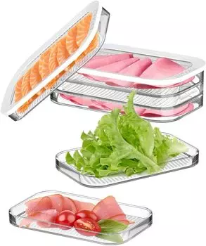 Контейнер для мяса для холодильника, бекона, обеда, мяса, холодильника, штабелируемые коробки для хранения продуктов с крышкой для нарезки, салями, приготовления блюд