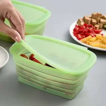 Контейнер для пищевых продуктов 1 л с крышкой, хорошая герметичность, термостойкий, морозостойкий, складной органайзер для фруктов и овощей 1L зелёный