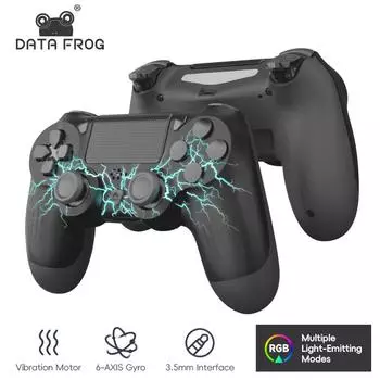 Контроллер Data Frog P02 для Ps4 Thunder Led Color Gamepad Bluetooth-совместимый контроллер для ПК Джойстик для Playstation 4 чёрный