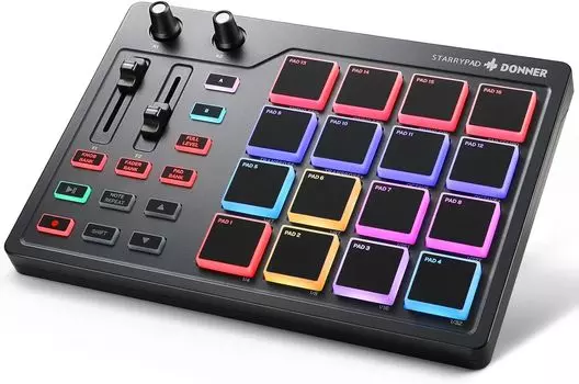 Контроллер Donner MIDI 16 пэдов USB Music Production с подсветкой Японская инструкция по эксплуатации STARRYPAD Type-c чёрный