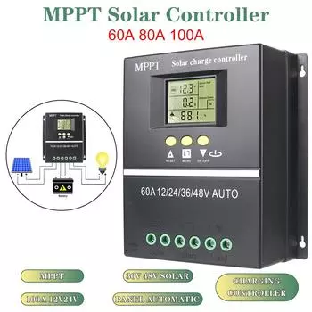 Контроллер солнечного заряда Инструменты MPPT 36 В/48 В/24 В/12 В свинцово-кислотные литиевые аккумуляторы Быстрое зарядное устройство 100 А/80 А/60 А ЖК-дисплей Двойной USB