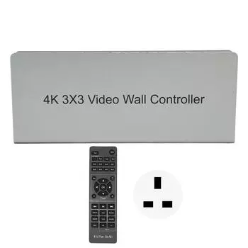 Контроллер видеостены 3x3 HD 4K 1080P на 60 Гц с металлическим корпусом, мультимедийный интерфейс HD, видеостена UK Plug