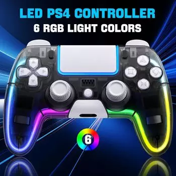 Контроллеры Saitake для PS4, пользовательский пульт дистанционного управления PS4 с джойстиком Hall 3D, беспроводные игровые контроллеры RGB для Playstation 4 чистый