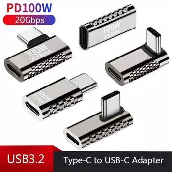 Конвертер USB C USB3.2 20 Гбит/с Тип C в USB C OTG Адаптер 90 градусов 8K @ 60 Гц 100 Вт USB Тип C Разъем для быстрой зарядки для MacBook Type-female to female
