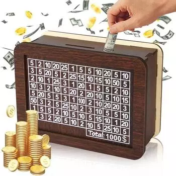 Копилка 1000/3000/5000/10000 евро Деревянная копилка многоразовая с целевым ящиком для сбережений и номером для украшения дома