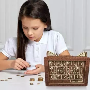 Копилка деревянная с кошачьими ушками и счетчиком 1000/2000/3000/5000/10000 евро копилка для монет контейнер для денег для детей и взрослых кейс для сбережений денег банка